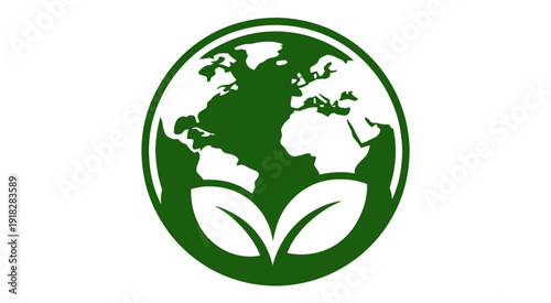 Green Earth globe surrounded by fresh leaves, symbolizing environmental protection, ecological balance, renewable energy, and a global commitment to nature conservation.