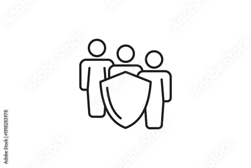 Team Protection Shield Security Vector Icon
