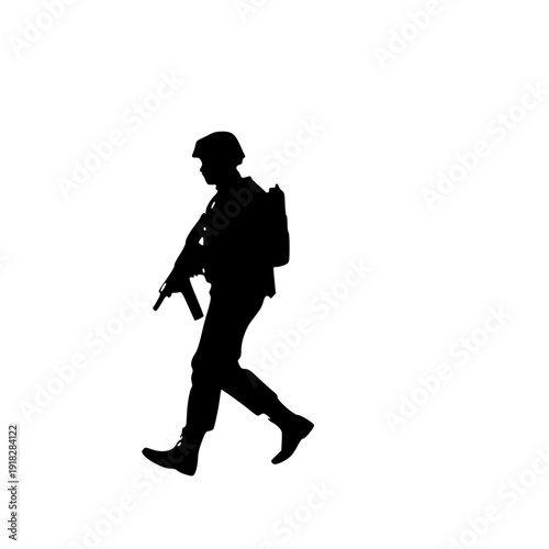 Armed Forces Army Soldier vector Silhouette Isolated on White