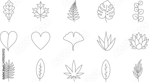 Stylized Foliage Patterns with Creative Graphic Contours. Textile Print Reference. Decorative Nature Concept