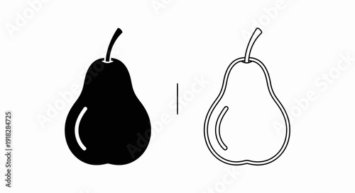 Minimalist pear and apple outline illustration, simple fruit drawing, black and white Vector