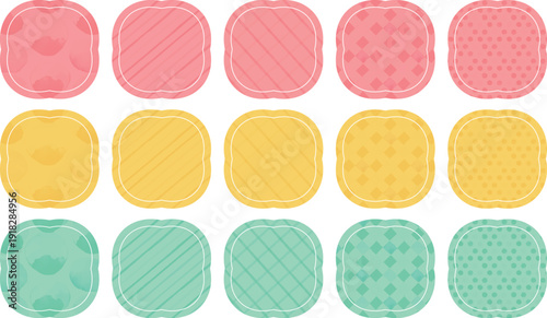 春色の水彩風フレームセットパステルカラー