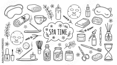 Spa and self care product set with candle and mask