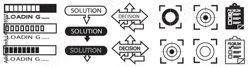 Collection of various barcode and loading symbols with geometric shapes