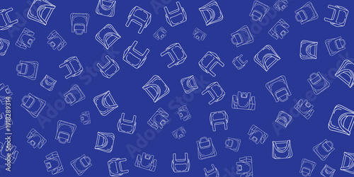 Email icons scattered across a vibrant blue background viewed from directly above