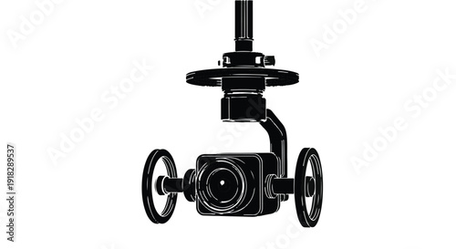 Minimalist Black and White Illustration of a Professional Drone Gimbal Camera
