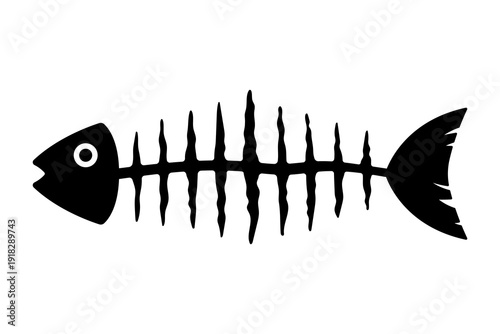 Gnawed fish icon. Black silhouette. Side view. Vector simple flat graphic illustration. Isolated object on a white background.