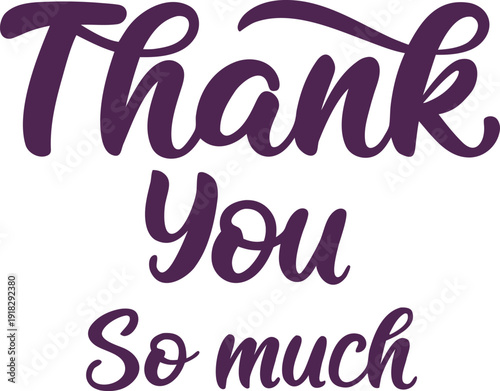Elegant thank you message in purple cursive font on white background