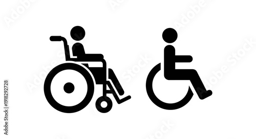 Black icons of wheelchair users.