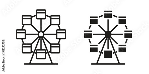 Ferris wheel icon vector. EPS 10 editable vector bundle