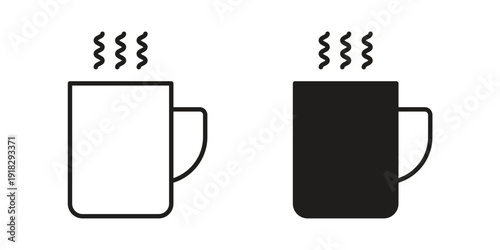 Hot coffee Mug icon vector. EPS 10 editable vector bundle