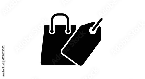 Black shopping bag with price tag.