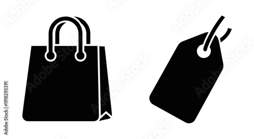 Black shopping bag and price tag.