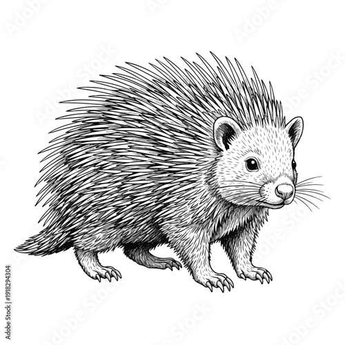 Porcupine Vector Line Art Illustration