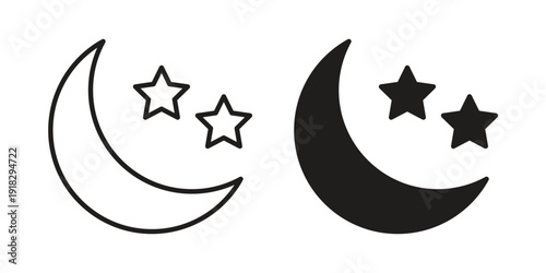 Moon stars icon vector. EPS 10 editable vector bundle