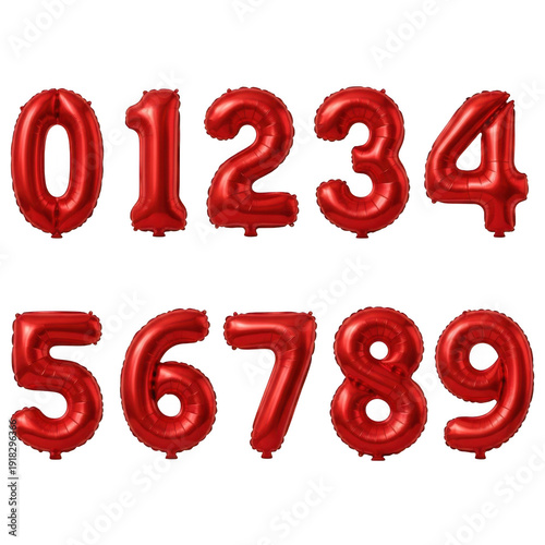 Tapety artystyczne Celebratory red balloon numbers floating