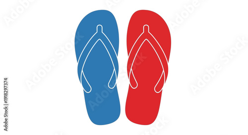 Blue and Red Flipflops.