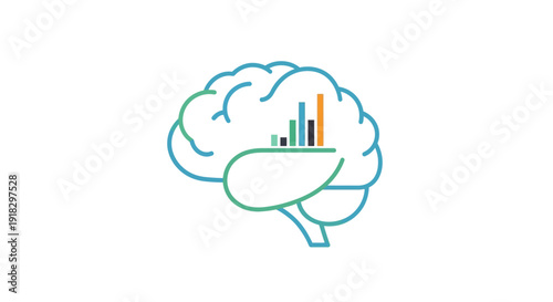 Brain with bar chart.