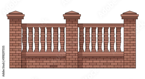 Brick Fence with Pillars.