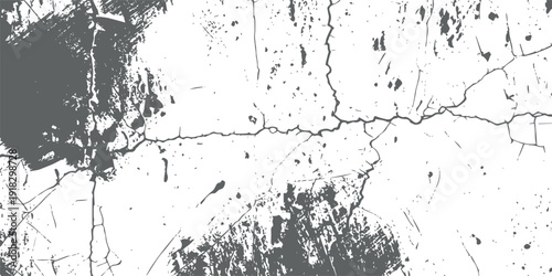 Dramatic Grunge Concrete Texture with Branching Fracture Structure, Dense Dark Splashes and Minimal White Background Abstract Vector Illustration