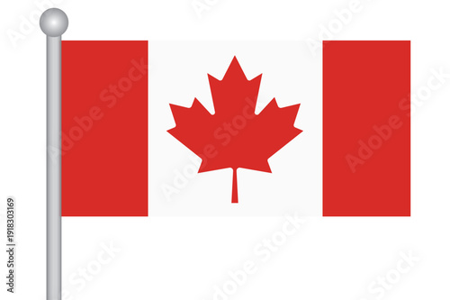 Vector Flag of Canada with a flagpole