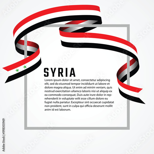 Syria flag ribbon graphic design