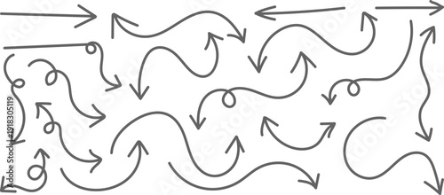 A complex network of arrows and lines in a chaotic pattern