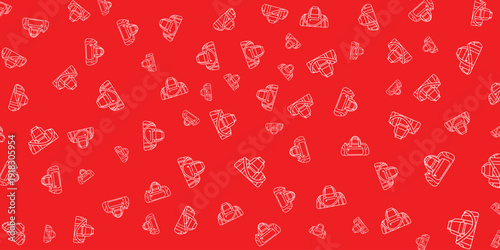 Scattered White Heart Shapes on Red Background, Valentine's Day Theme, Pattern Design