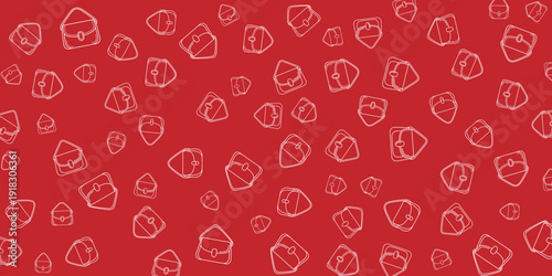 Illustration of Various Fruits Scattered on a Red Background from a Top View