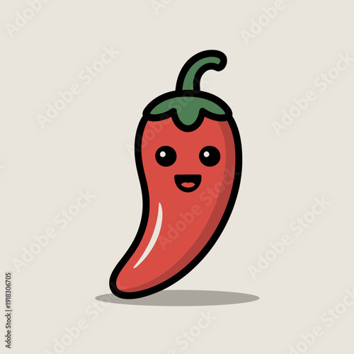 A cheerful cartoon chili pepper with a smile
