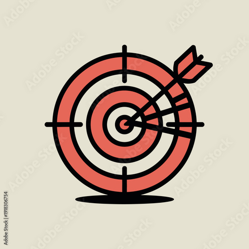 A graphic illustration of a target with an arrow hitting the bullseye center