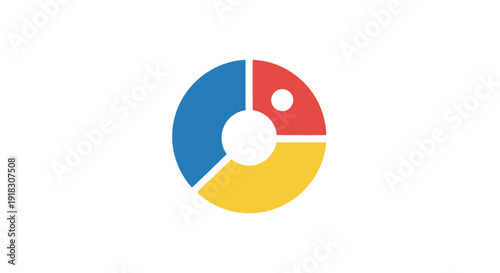 Colorful Pie Chart Donut Chart Data Visualization on Isolated White Background