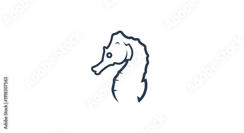 Elegant Stylized Seahorse Outline Icon on Isolated White Background, Representing Ocean Life and Marine Beauty