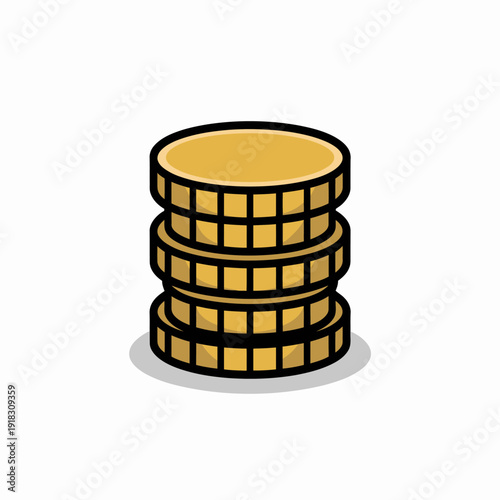 A stack of gold coins on a white background