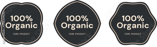 Organic Badge Set of Three, Organic 100 Percent Badge Label