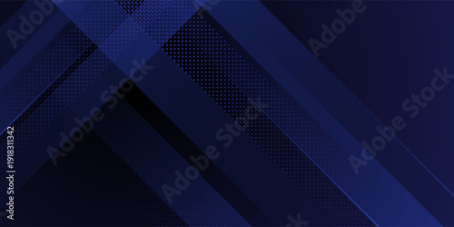 Dark Blue Diagonal Layers with Halftone Dots Modern Abstract Geometric Background Luxury Gradient Stripes Minimal Corporate Banner Template Design