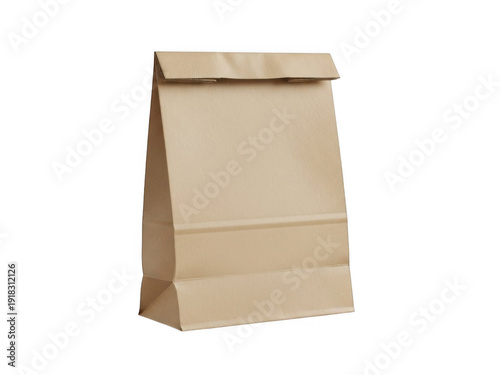Brown paper bag on white background