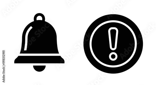 Warning bell and exclamation mark icons.