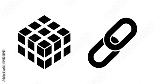 Black and white cube and link.