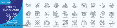 Facility Management Icon Pack Outline Style