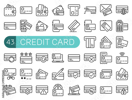 Credit Card Essentials Icon Set Outline
