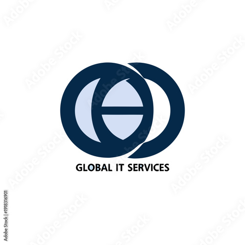 Global IT Services Logo with Globe and Fiber Optic Lines Transparent Background