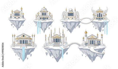 Floating Islands with Fantasy Architecture.