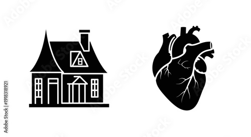 House and Heart Icon Combination.