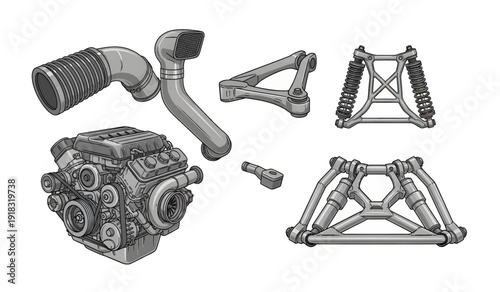 Engine Parts and Mechanical Components.
