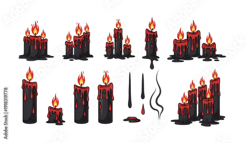 Collection of Red and Black Candles.
