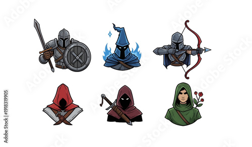 Medieval Characters Fantasy Cartoon Style Avatars.