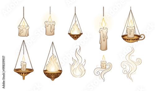 Candle Illustrations in Various Shapes and Designs.