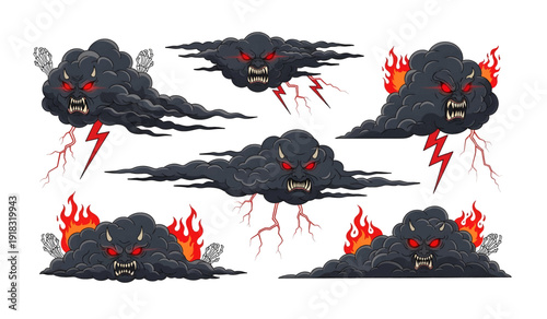 Volcanic Eruption with Lightning and Fire.