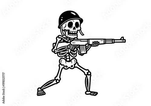 Skeleton Soldier with Rifle in Combat Stance.